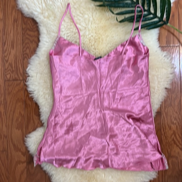 Pink Satin Camisole Top with Lace Trim by Eyeshadow/ Size Small - Picture 6 of 7